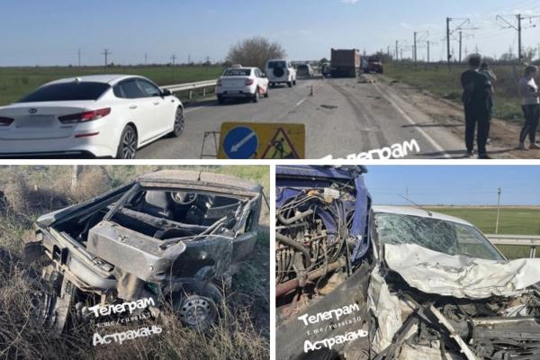 Под Астраханью в тройном ДТП с грузовиком погиб водитель ВАЗ-2113 