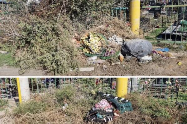 Астраханцев возмутили мусор и трава около кладбища на улице Рождественско